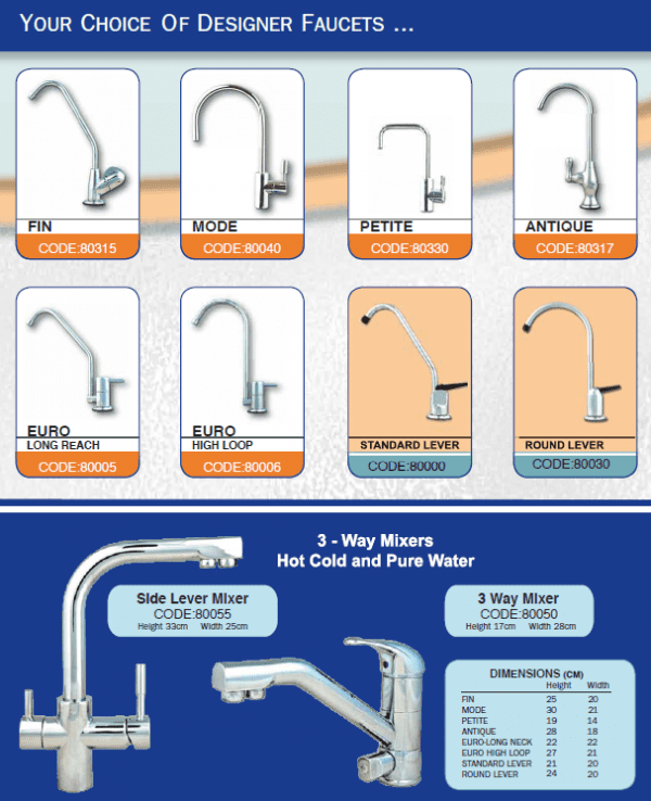 Designer Faucets for Twin Undersink Drinking Water System from Aqua One Australia Brisbane