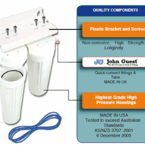 Twin under sink filtered drinking water system from Aqua One Australia, Morningside can be conveniently installed under the sink in your home or office.